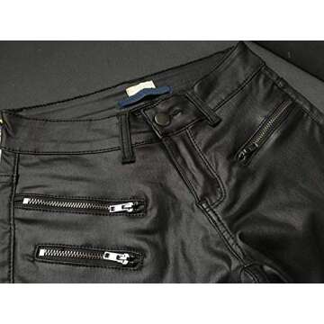 PU Leather Pants for Women Sexy Tight Stretchy Rider Leggings Black Faux Leather Pants for Women Pleather Pants Leggings with Zipper US 8