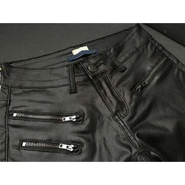 PU Leather Pants for Women Sexy Tight Stretchy Rider Leggings Black Faux Leather Pants for Women Pleather Pants Leggings with Zipper US 8