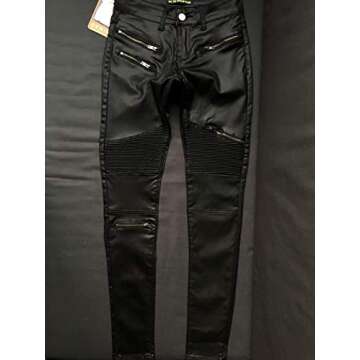 PU Leather Pants for Women Sexy Tight Stretchy Rider Leggings Black Faux Leather Pants for Women Pleather Pants Leggings with Zipper US 8