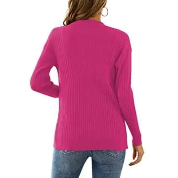 LIENRIDY Women's Knit Cardigan Long Sleeve Button Down Sweater Lightweight Cardigans Rose, M