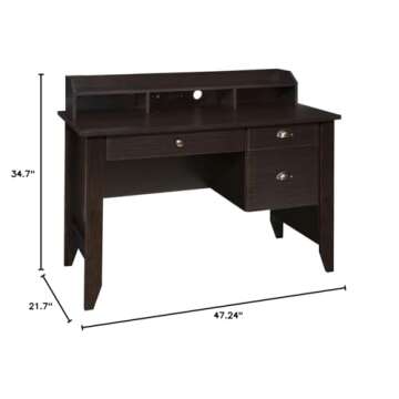 OneSpace Eleanor Executive Desk Wood Grain, Espresso