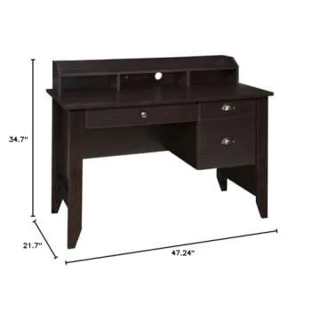 OneSpace Eleanor Executive Desk Wood Grain, Espresso