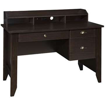 OneSpace Eleanor Executive Desk Wood Grain, Espresso