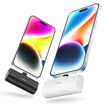 UPEB Portable Phone Charger 5000mAh 2 Pack with Built-in Cable for iPhones