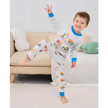 Boys Truck Pajamas 100% Cotton, Fun Sleepwear for Kids