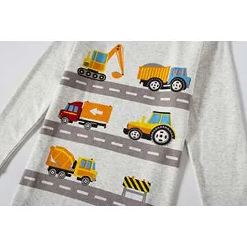 Boys Truck Pajamas 100% Cotton, Fun Sleepwear for Kids