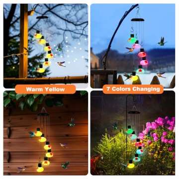 Headak Life Charming Wind Chimes Hummingbird Feeders for Outdoors,Solar Hummingbird Feeder Glass Made,Never Leak,Gardening Gifts for Women,Men(Frosted Clear)