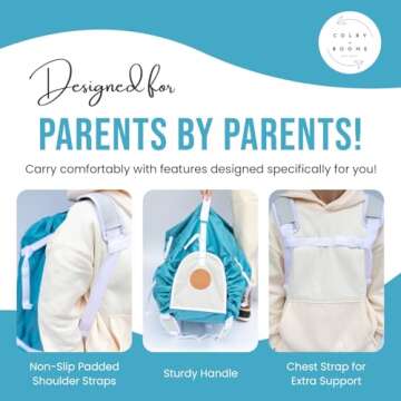 Colby + Boone Car Seat Travel Bag for Airplane | Foldable Car Seat Backpack | Heavy Duty Car Seat Bags for Air Travel | Car Seat Bag | Carseat Cover for Airplane Travel | Blue Carseat Travel Bag