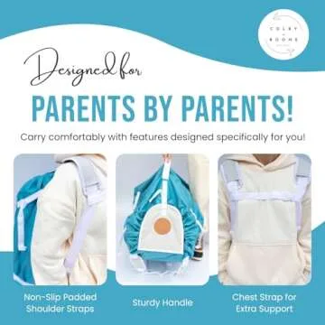 Colby + Boone Car Seat Travel Bag for Airplane | Foldable Car Seat Backpack | Heavy Duty Car Seat Bags for Air Travel | Car Seat Bag | Carseat Cover for Airplane Travel | Blue Carseat Travel Bag