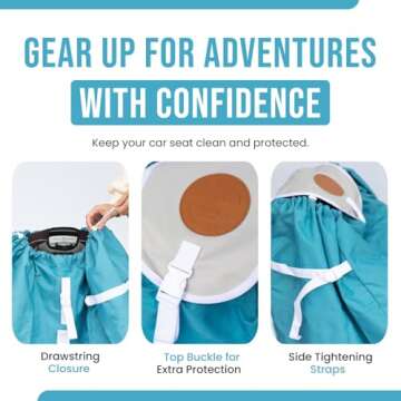 Colby + Boone Car Seat Travel Bag for Airplane | Foldable Car Seat Backpack | Heavy Duty Car Seat Bags for Air Travel | Car Seat Bag | Carseat Cover for Airplane Travel | Blue Carseat Travel Bag