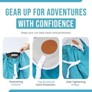 Colby + Boone Car Seat Travel Bag for Airplane | Foldable Car Seat Backpack | Heavy Duty Car Seat Bags for Air Travel | Car Seat Bag | Carseat Cover for Airplane Travel | Blue Carseat Travel Bag