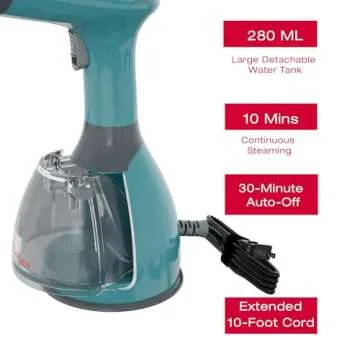 SINGER High Performance Handheld Garment Steamer for Clothes,1500 W, 20 Second Ultra-Fast Heat-up, Auto-Off, Large Detachable Water Tank, Great for Professional Wrinkle-Free Results