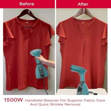 SINGER High Performance Handheld Garment Steamer for Clothes,1500 W, 20 Second Ultra-Fast Heat-up, Auto-Off, Large Detachable Water Tank, Great for Professional Wrinkle-Free Results