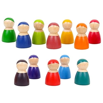 Agirlgle Rainbow Peg Dolls for Toddler Play and Learning
