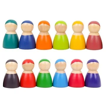 Agirlgle Rainbow Peg Dolls for Toddler Play and Learning