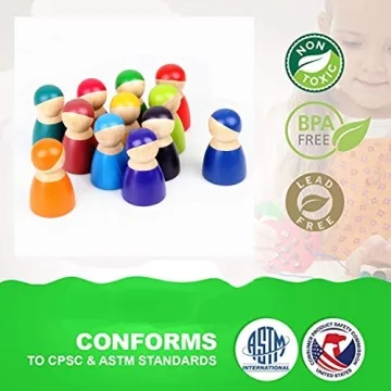 Agirlgle Rainbow Peg Dolls for Toddler Play and Learning