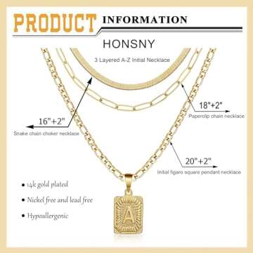 Stylish Honsny 3 PCS Gold Layered Necklace Set for Women