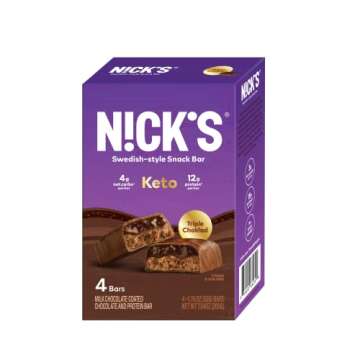 N!CK’S Keto Snack Bar, Triple Chocolate, Low Net Carbs, High Protein, No Added Sugar, 5g Collagen,...