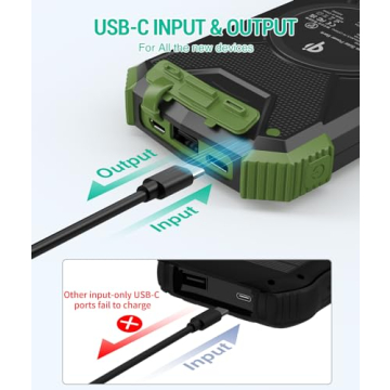 BLAVOR Solar Charger Power Bank 10,000mAh, Portable Wireless Charger, 20W Fast Charging External Battery Pack with USB C for Cell Phones, Solar Panel Charger with Dual Flashlight for Camping