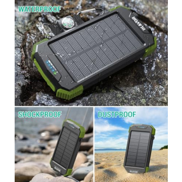 BLAVOR Solar Charger Power Bank 10,000mAh, Portable Wireless Charger, 20W Fast Charging External Battery Pack with USB C for Cell Phones, Solar Panel Charger with Dual Flashlight for Camping