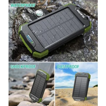 BLAVOR Solar Charger Power Bank 10,000mAh, Portable Wireless Charger, 20W Fast Charging External Battery Pack with USB C for Cell Phones, Solar Panel Charger with Dual Flashlight for Camping