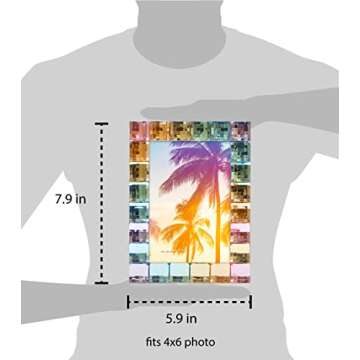 Isaac Jacobs Decorative Sparkling Jewel Picture Frame, Photo Display & Home Décor (4x6, Rainbow)