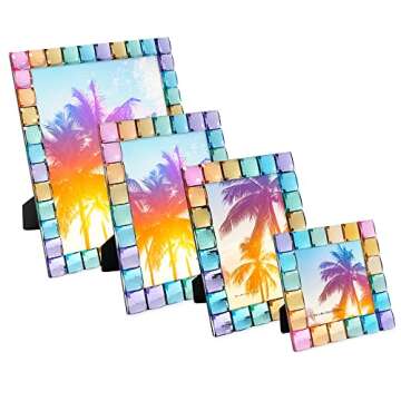 Isaac Jacobs Decorative Sparkling Jewel Picture Frame, Photo Display & Home Décor (4x6, Rainbow)