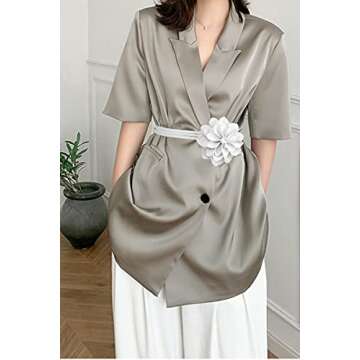 TeeYee Women Girls Big Decor Flower Waist Chain/Rope/Belt (white, one size)