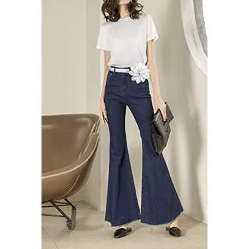 TeeYee Women Girls Big Decor Flower Waist Chain/Rope/Belt (white, one size)