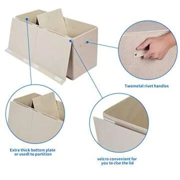 popoly Large Toy Box Chest Storage with Flip-Top Lid, Collapsible Kids Storage Boxes Container Bins for Toys, Playroom Organizers, 25"x13" x16"(Linen Beige)