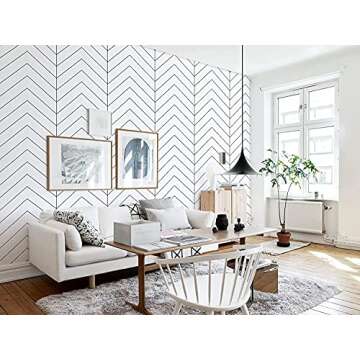 APPIOK Modern Geometric Stripe Peel and Stick Wallpaper Self Adhesive Black/White Removable Wallpaper Durable Line Up Easily for Home Decoration Old Furniture Renovation 17.7''x118.1''