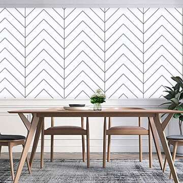 APPIOK Modern Geometric Stripe Peel and Stick Wallpaper Self Adhesive Black/White Removable Wallpaper Durable Line Up Easily for Home Decoration Old Furniture Renovation 17.7''x118.1''