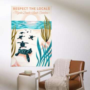 Lantern Press 36x54 Inch Giclee Art Print Wall Decor, Myrtle Beach, South Carolina, Turtle, Respect ...