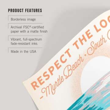 Lantern Press 36x54 Inch Giclee Art Print Wall Decor, Myrtle Beach, South Carolina, Turtle, Respect the Locals