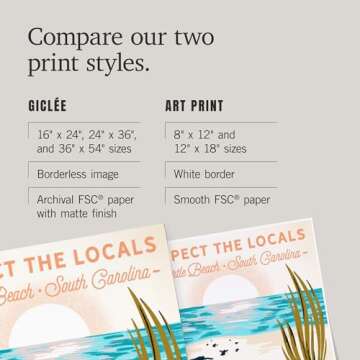 Lantern Press 36x54 Inch Giclee Art Print Wall Decor, Myrtle Beach, South Carolina, Turtle, Respect the Locals