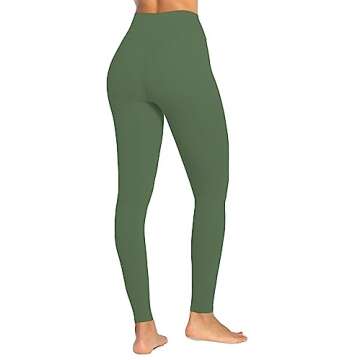 Sunzel Nunaked Workout Leggings for Women, Tummy Control Compression Workout Gym Yoga Pants, High Waist & No Front Seam Bronze Green Large 26"