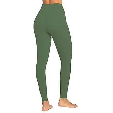 Sunzel Nunaked Workout Leggings for Women, Tummy Control Compression Workout Gym Yoga Pants, High Waist & No Front Seam Bronze Green Large 26"