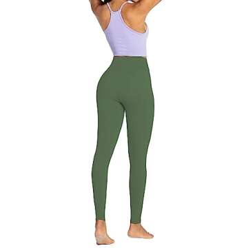 Sunzel Nunaked Workout Leggings for Women, Tummy Control Compression Workout Gym Yoga Pants, High Waist & No Front Seam Bronze Green Large 26"