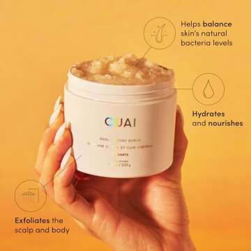 OUAI Scalp & Body Scrub, St. Barts Travel Size - Exfoliating Body Scrub with Sugar & Coconut Oil Ble...