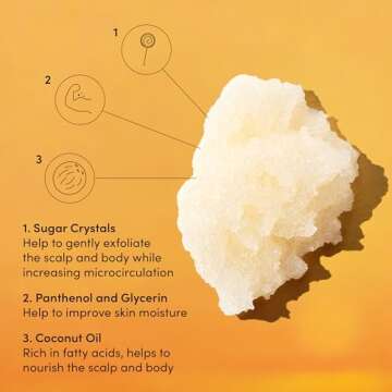 OUAI Scalp & Body Scrub, St. Barts Travel Size - Exfoliating Body Scrub with Sugar & Coconut Oil Blend for Smooth, Moisturized Skin - Gentle Scalp Scrub for Removing Product Build Up (3.4 Oz)