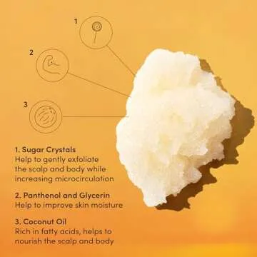 OUAI Scalp & Body Scrub, St. Barts Travel Size - Exfoliating Body Scrub with Sugar & Coconut Oil Blend for Smooth, Moisturized Skin - Gentle Scalp Scrub for Removing Product Build Up (3.4 Oz)