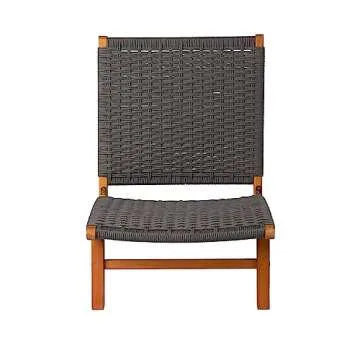 Aspect Living 64967 Pura Vida Modern Outdoor Lounge Chair - Comfortable Reclining Design with Woven Web Seat, Durable Wood Construction - Ideal for Porch, Patio, Lawn, Garden - Charcoal Gray