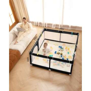 Dearlomum Extra Large Baby Playard 71x59 for Safe Play