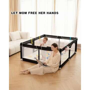 Dearlomum Extra Large Baby Playard 71x59 for Safe Play
