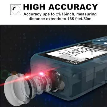 Laser Measure 165ft DT50 Laser Distance Meter 50M, Portable Handle Digital Measure Tool Range Finder, Larger Backlit LCD 4 Line Display IP54 Shockproof