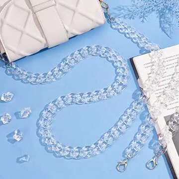 PH PandaHall 39 Inch Clear Acrylic Beaded Bag Strap with Alloy Buckles, Ladies Bag Chain Handbag Crossbody Bag Purse Replacement Chain Strap