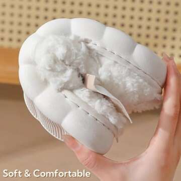 Zigihos Cute Bow Slippers for Women, Womens Fuzzy Fluffy Cozy Indoor Outdoor House Slippers (White, 7-7.5)