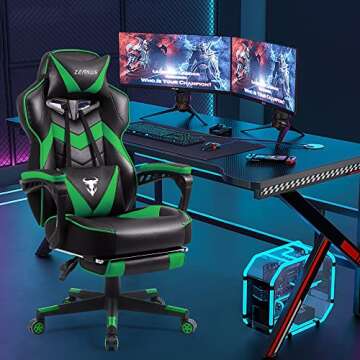 Ergonomic Gaming Chair with Massage & Footrest