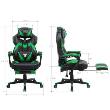 Ergonomic Gaming Chair with Massage & Footrest