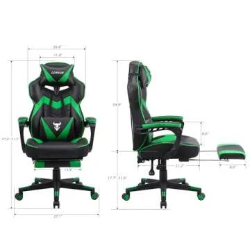 Ergonomic Gaming Chair with Massage & Footrest